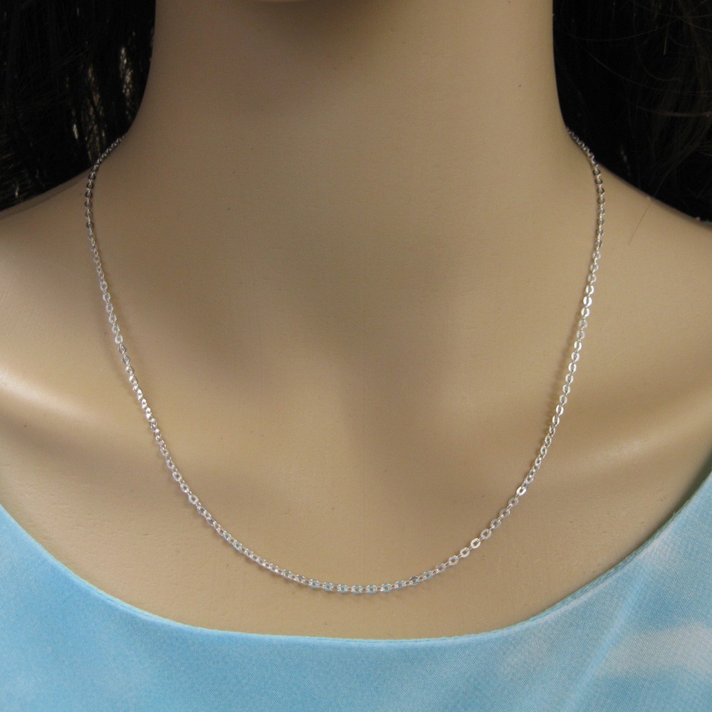 Sterling Silver Necklace – 2.3mm Strong Flat Cable Chain – All Sizes 7-36 Inches