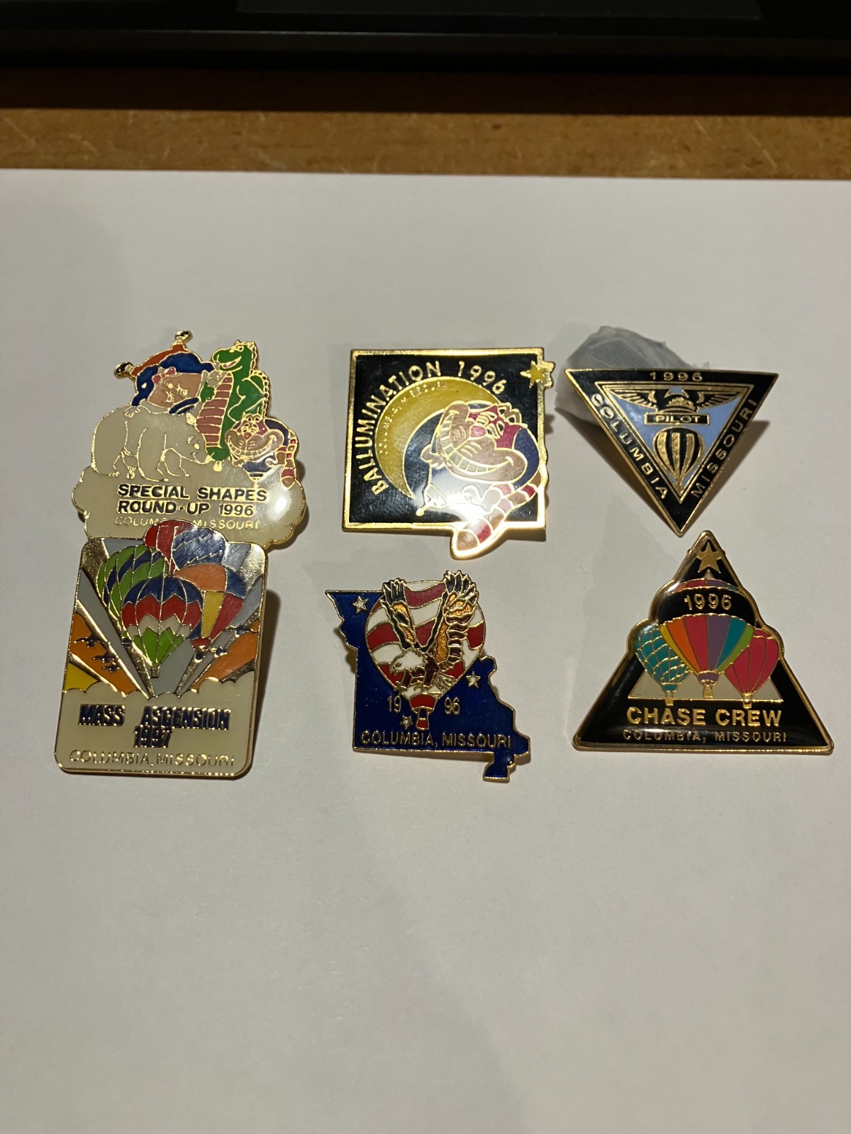 Vintage 1996 Columbia Missouri Hot Air Balloon Festival Pins