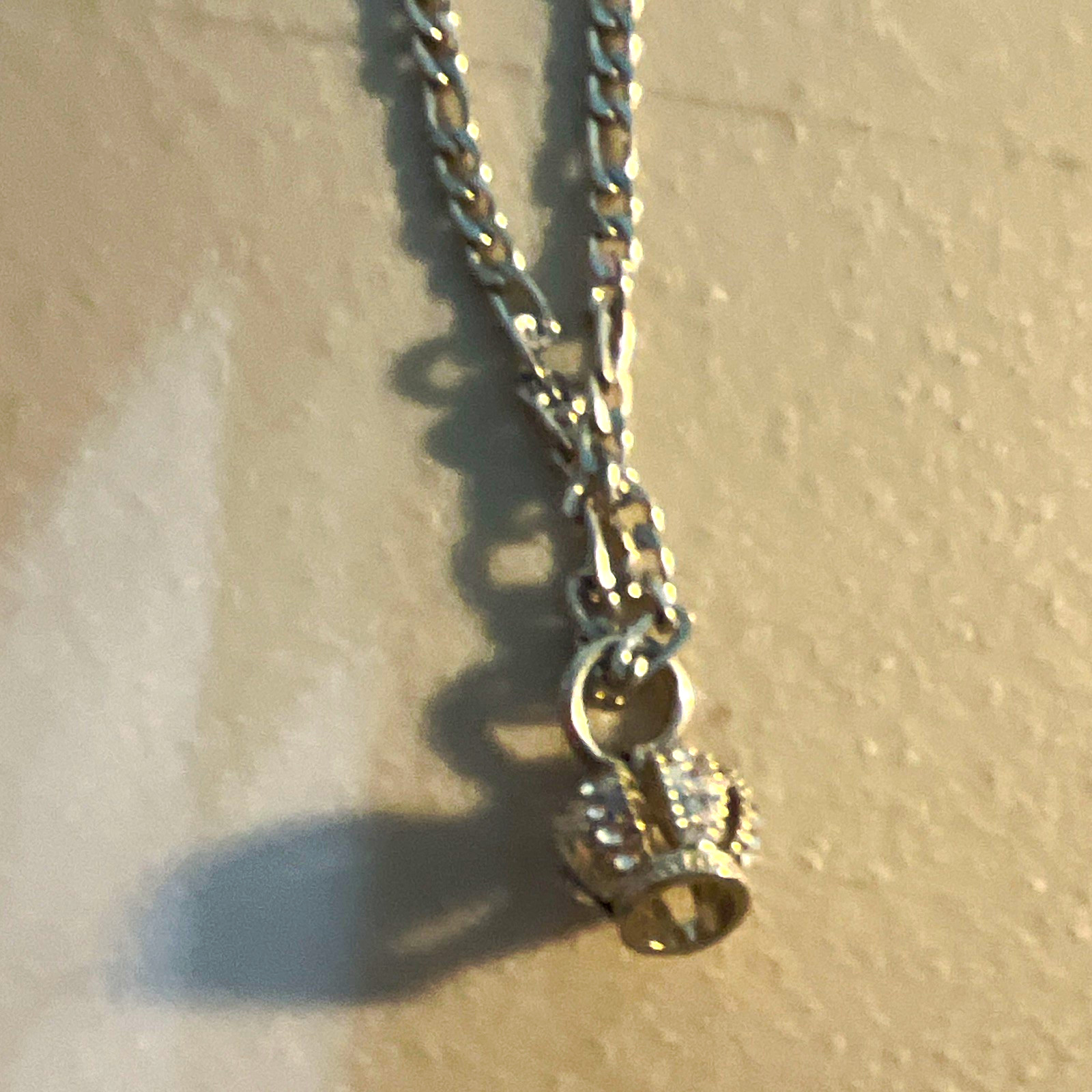 Silver Tone Rope Chain Necklace with Clear Simulated Crystal Pavé Crown Charm