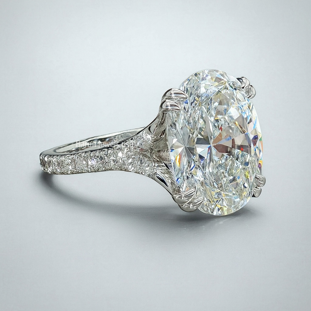 4.80 Ct Oval Cut Lab-Created Diamond Engagement Ring IGI F VS1 14K White Gold