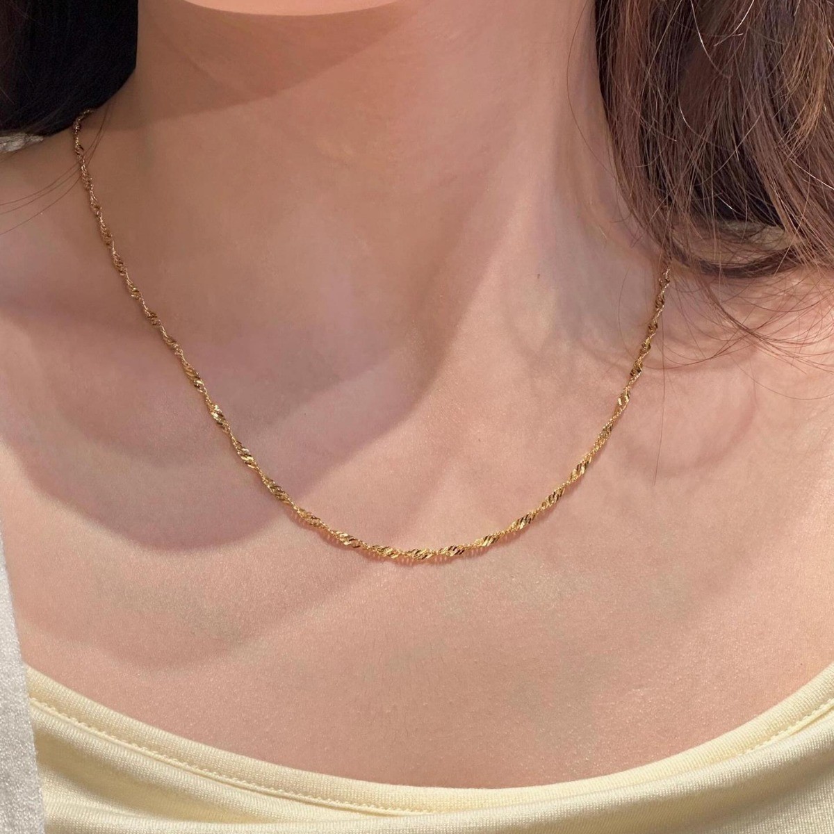 Stamped Au750 Solid 18k yellow Gold Necklace Women Gold Chain 46cm-
