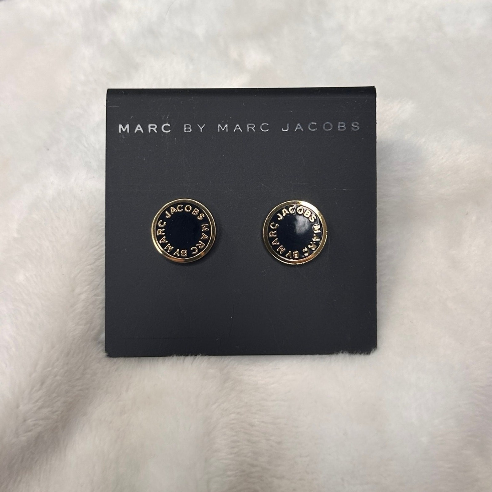 Marc by Marc Jacobs Stud Earrings Black/Gold Tone Designer Jewelry NWOT