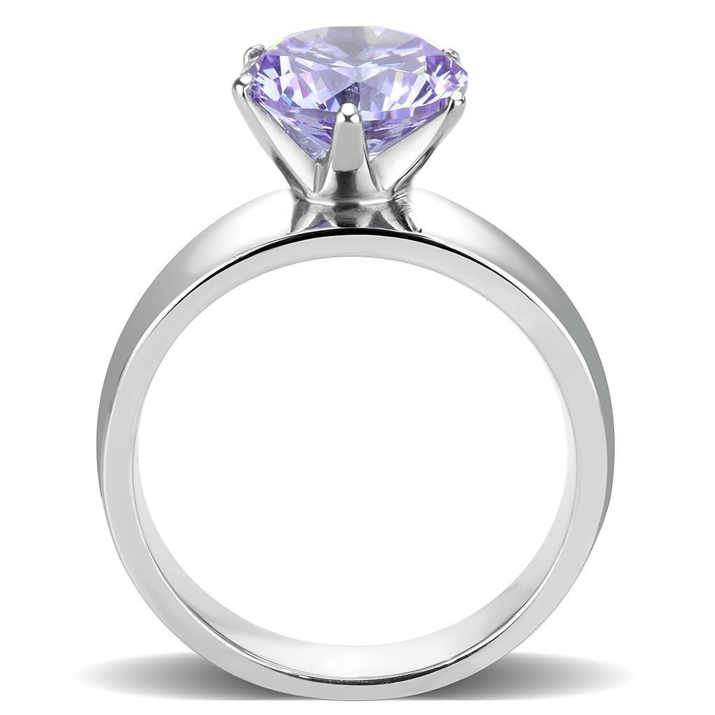 Light Amethyst Purple 8mm Round Cut Solitaire Wide Band Ring