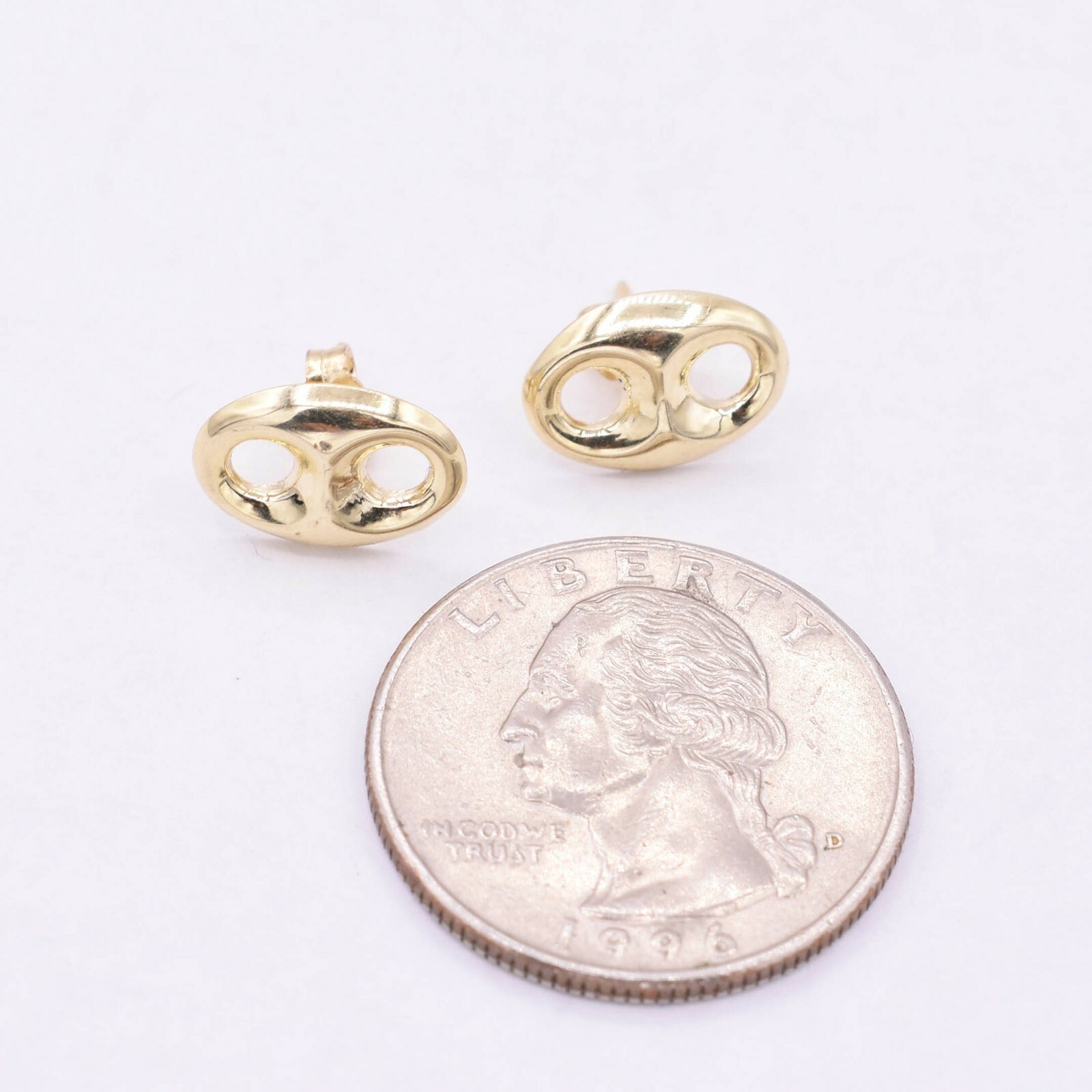 1/2″ Puffed Mariner Stud Earrings Real Solid 10K Yellow Gold