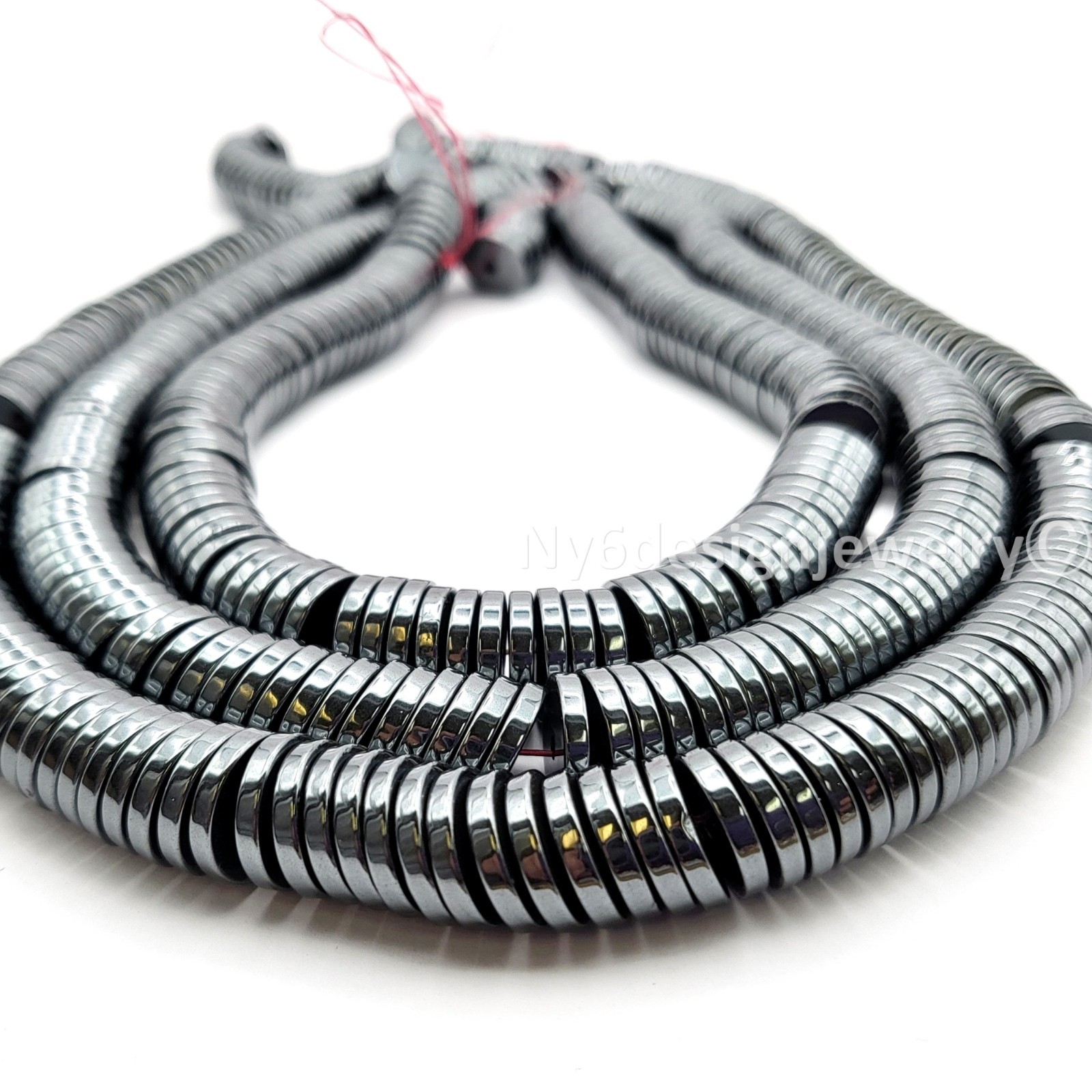 Black Hematite Heishi Beads Flat Rondelle Gemstone Strand 12x2mm 15”