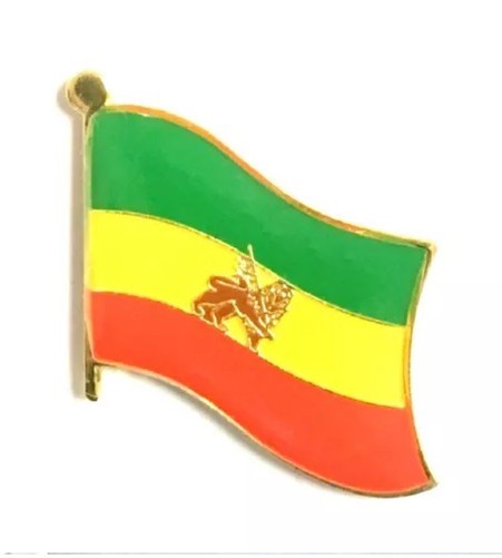Lion of Judah Flag Pin – Ethiopia Rastafari Colors – Green Yellow Red Badge