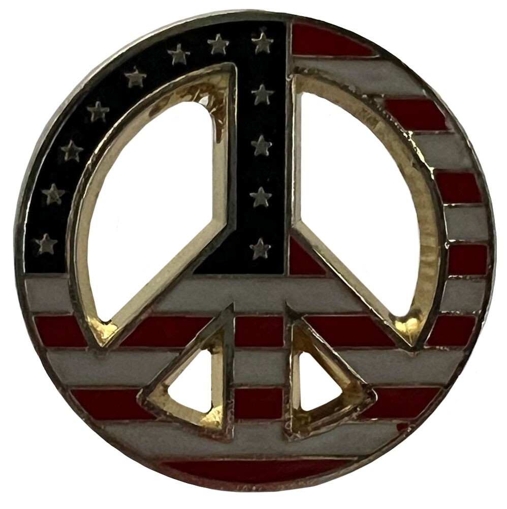 Peace Sign USA Flag Lapel Pin Free Ship In USA PREMIUM QUALITY