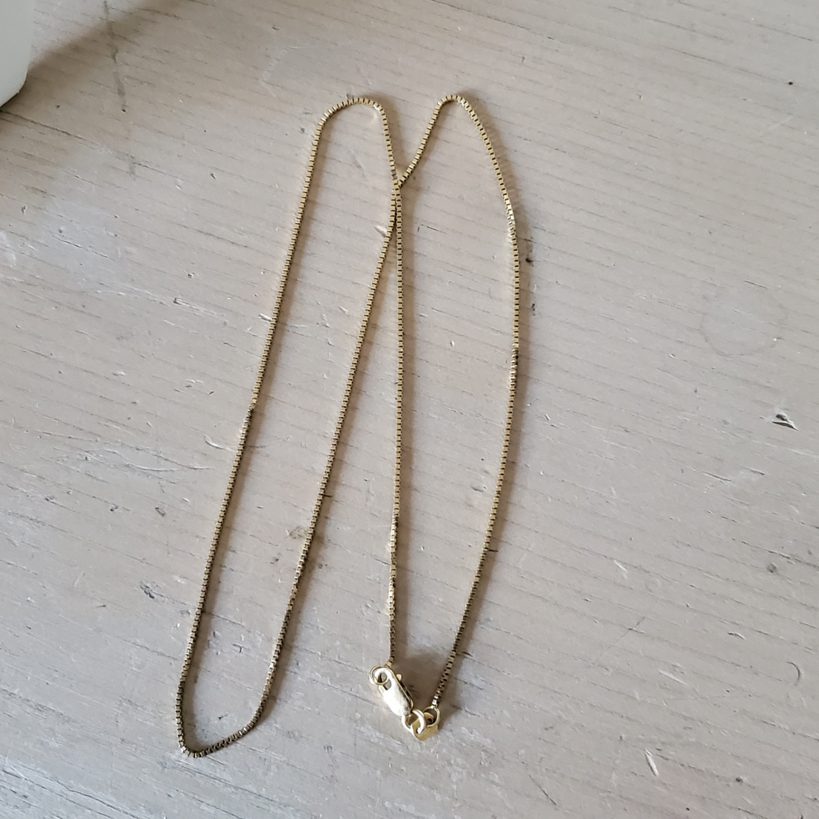 Vintage 14K Yellow Gold Fine Box Chain Necklace 17″ Made in Turkey GCJ