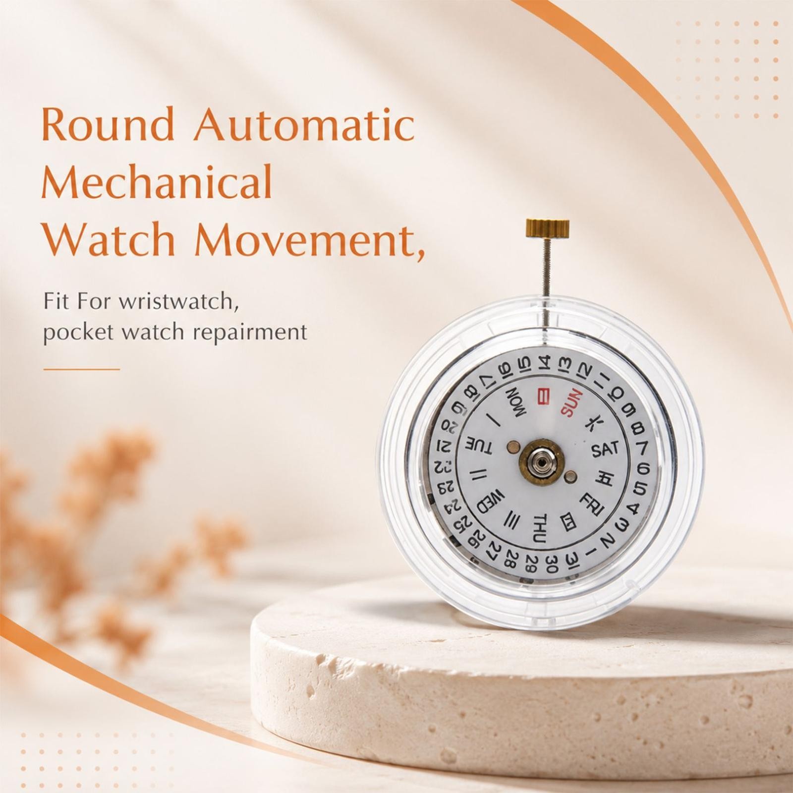 25mm Dual Calendar At 3 Automatic Mechanical Watch Movement For Miyota 8205 8200