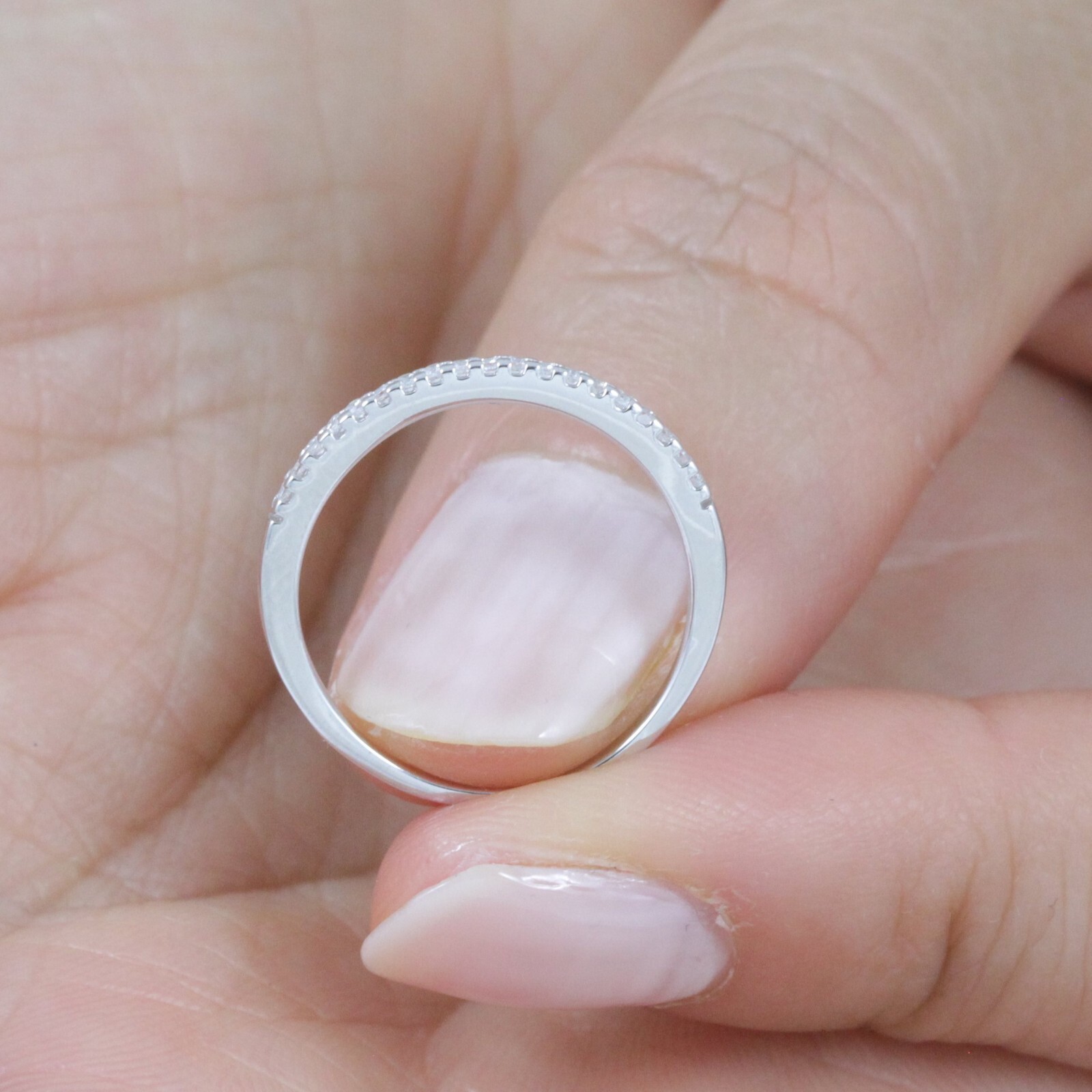 1.3mm CZ 925 Sterling Silver Stackable Wedding Band Skinny Ring Size 3-14 S178
