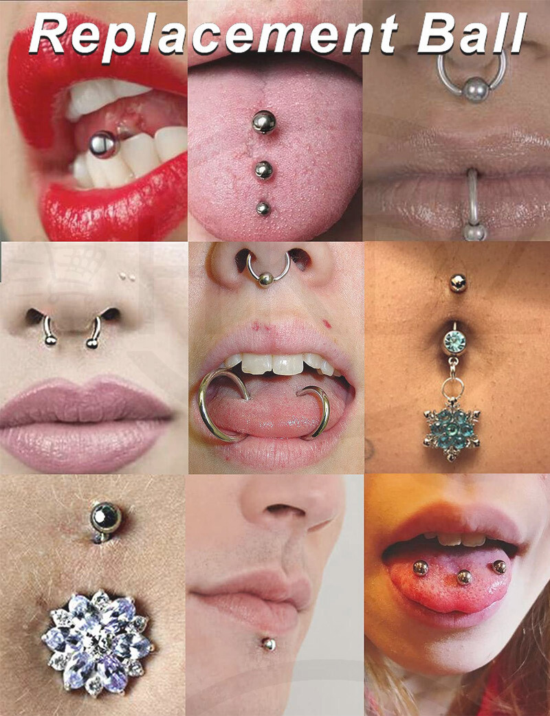 Replacement Spare Balls Labret Piercing Attachments 3mm 4mm 5mm 6mm 8mm 14G16G