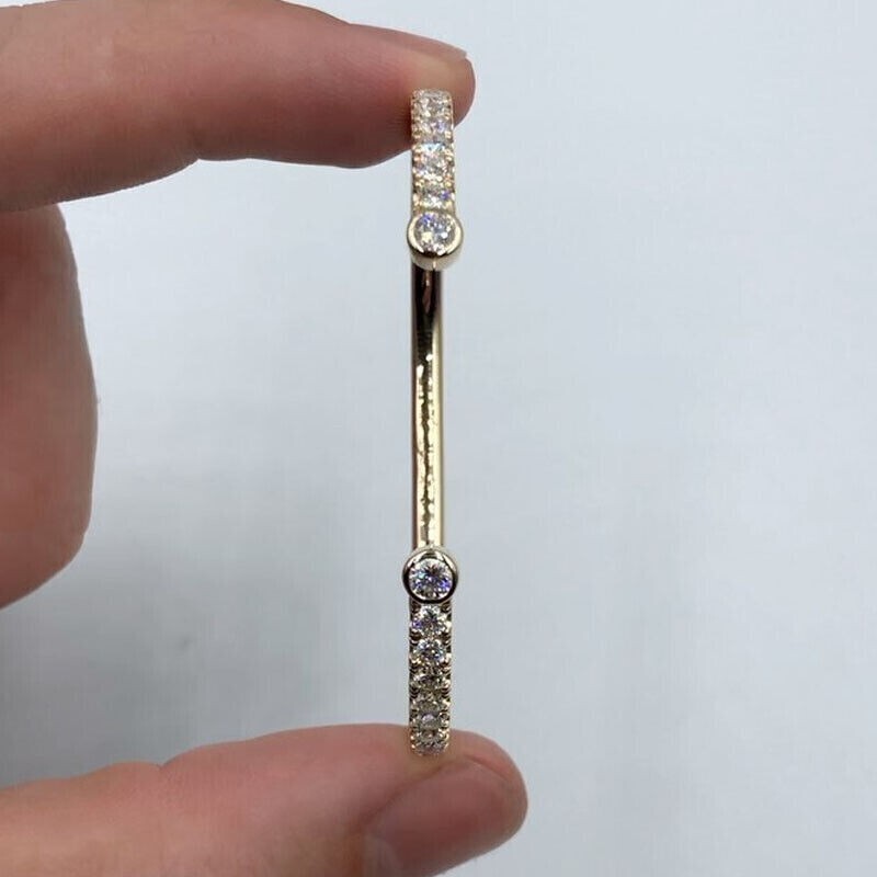 3CtRound Lab Created Diamond Women’s Cuff Bangle Bracelet 14K Yellow Gold Finish