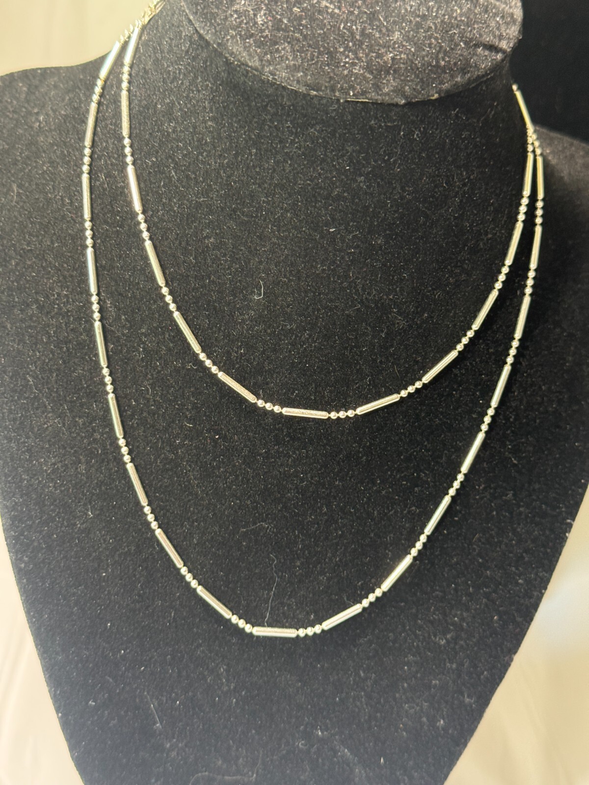 Vintage Savant’s Sterling Silver 925 Bar and Bead Ball 29.5″ Necklace Unisex
