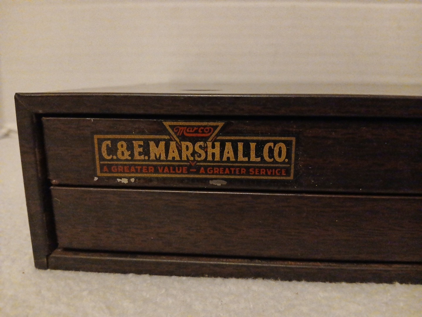 VINTAGE C & E MARSHALL CO WATCHMAKER PARTS 2 DRAWER METAL CABINET MARCO 11.5×9.5