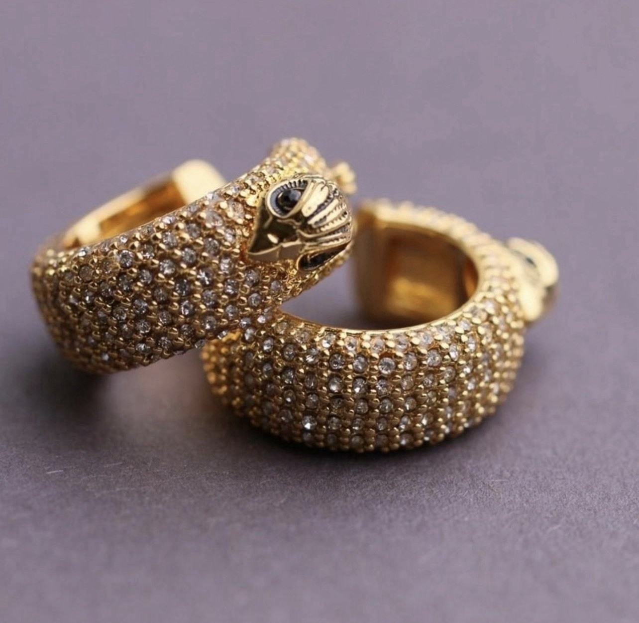 Kurt Geiger Jewelry Eagle Head Gold Huggie Hoop Earrings Crystals