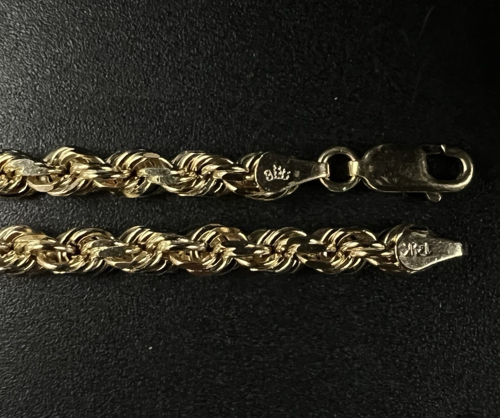24” 14K Solid Yellow Gold Diamond Cut Rope Chain | 31.43g | 4mm | Lobster Clasp
