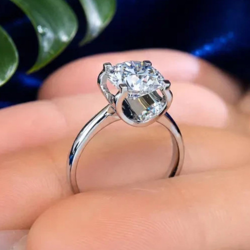 5Ct Round-Cut EF/VS1 Lab Grown Diamond Bezel Engagement Ring PT950 Platinum Gold