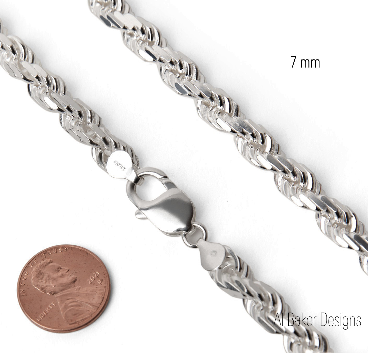Italy 925 SOLID Sterling Silver Diamond-Cut ROPE Chain Necklace or Bracelet