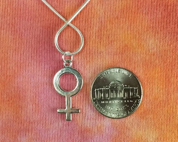 Female Gender Necklace, Venus Symbol Womens Rights Charm Pendant 16-36″ nb