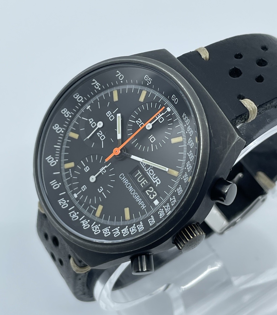 LeJour 7000 Chronograph Valjoux 7750 Black PVD, Serviced, Top Gun Era – 41mm