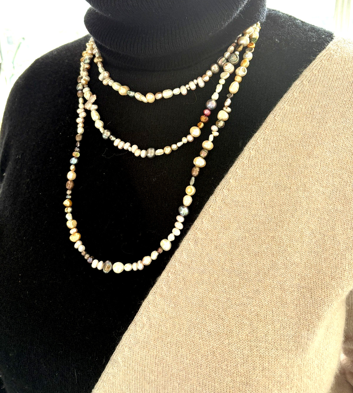 Multicolor Freshwater Pearl 69″ Long Necklace Iridescent Variation