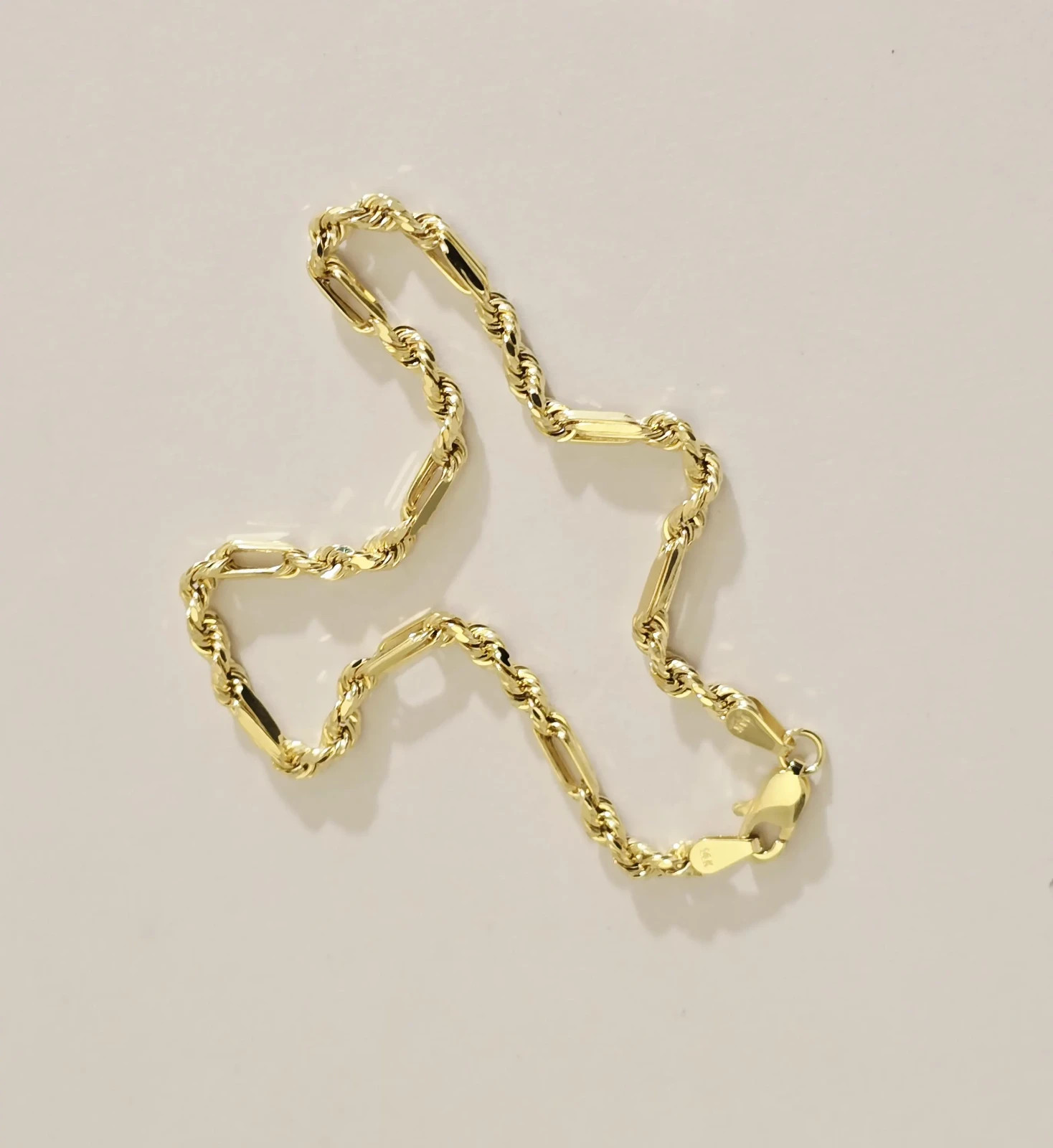 14k Yellow Gold Figaro Rope Chain Bracelet, Milano Bracelet Unisex