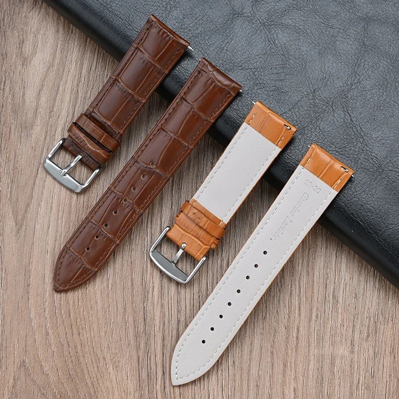 Genuine Leather Watch Band Quick Release Strap 12mm-24mm Universal Watchband