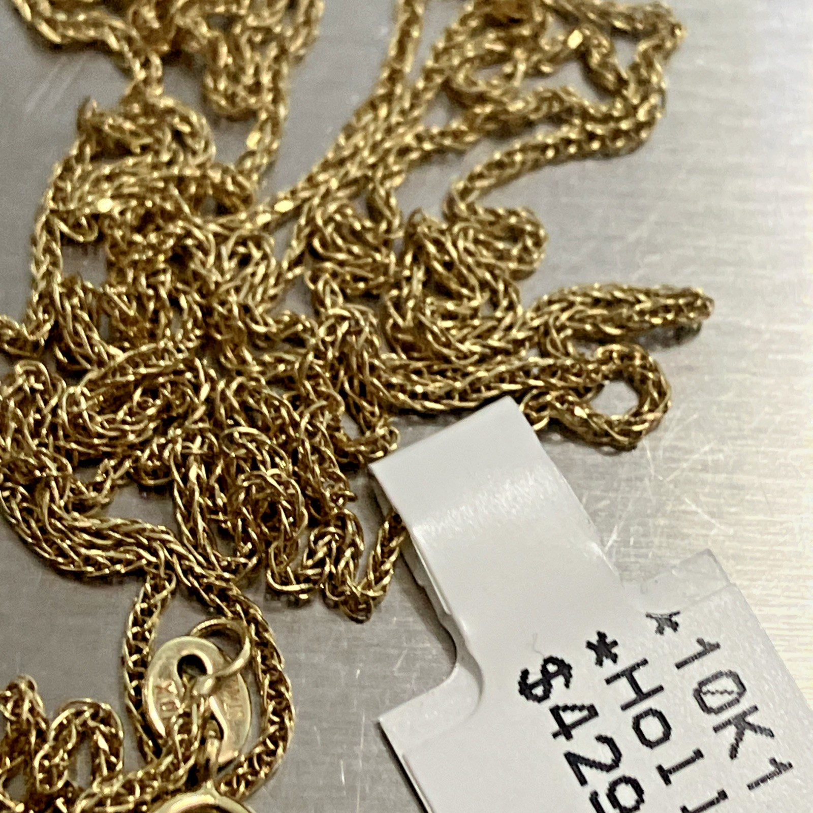 10kt Real Gold Spiga Wheat Semi-Solid/Hollow Chain 1.75grams 24″ Starz Brand NWT