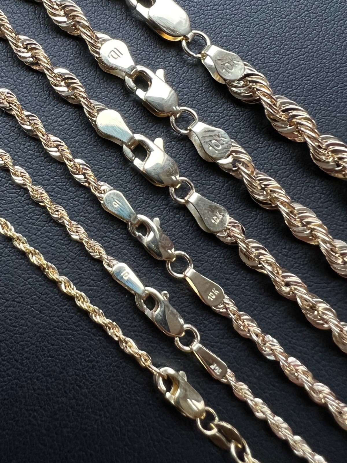 Men’s Women’s Real 10k Yellow Gold Hollow Rope Chain Necklace 1.5mm-4.5mm 16-30″
