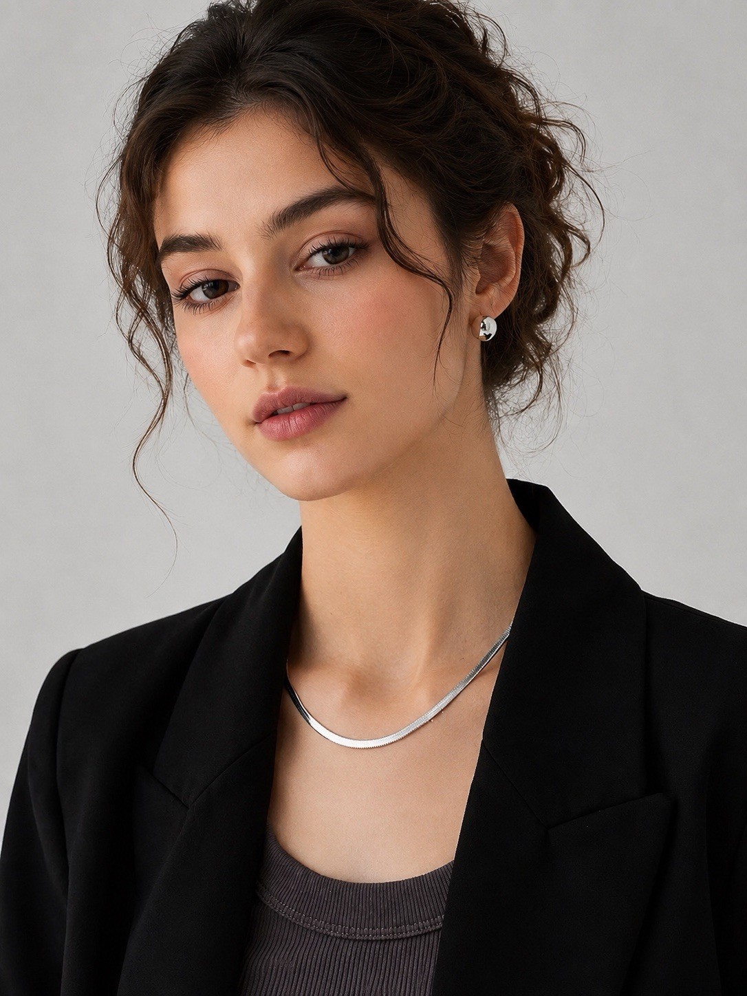 Gold or Silver Flat Herringbone Chain Choker Necklace 40cm + 4cm Extender