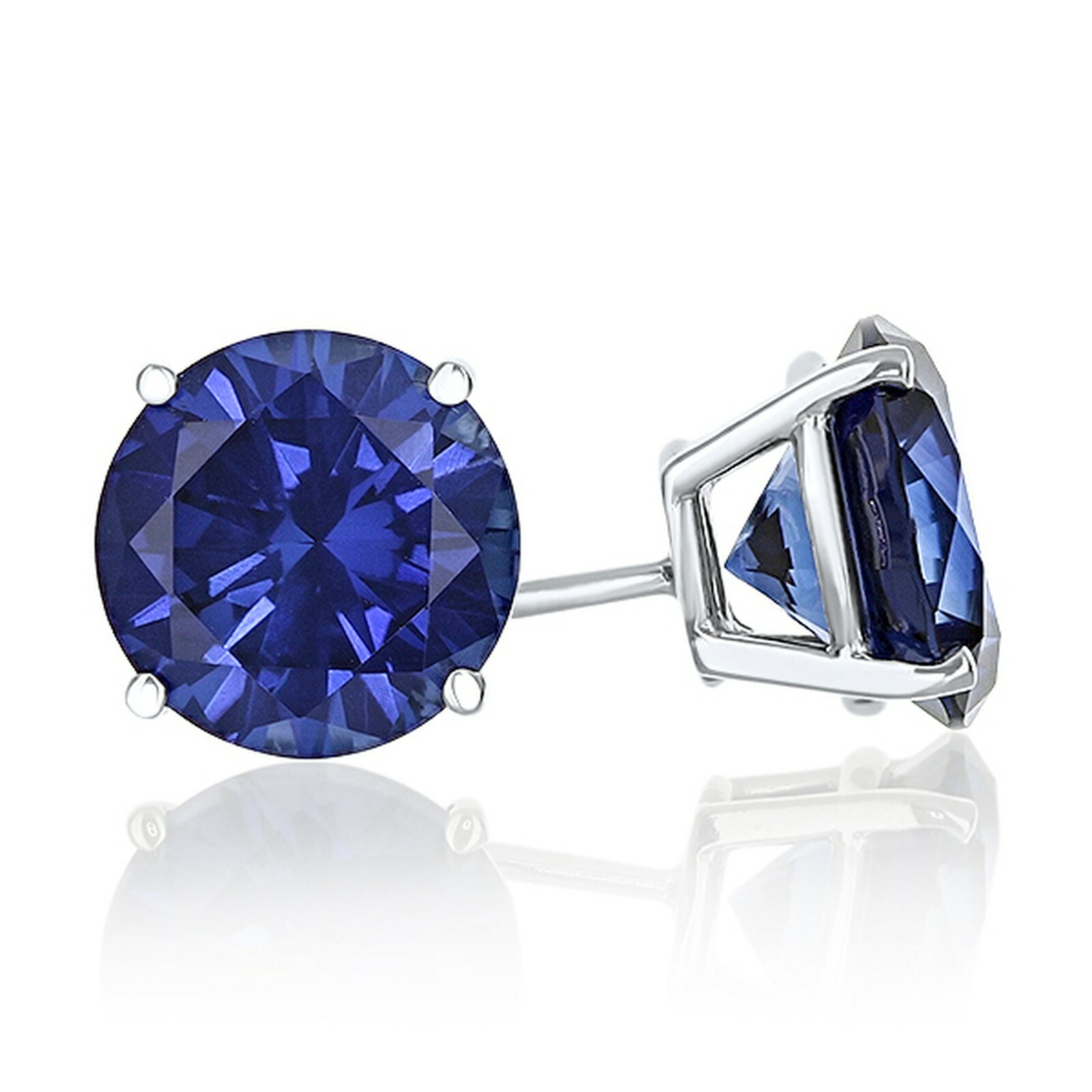 1 ct. Genuine Sapphire Round Basket Set Stud Earrings in Solid Sterling Silver