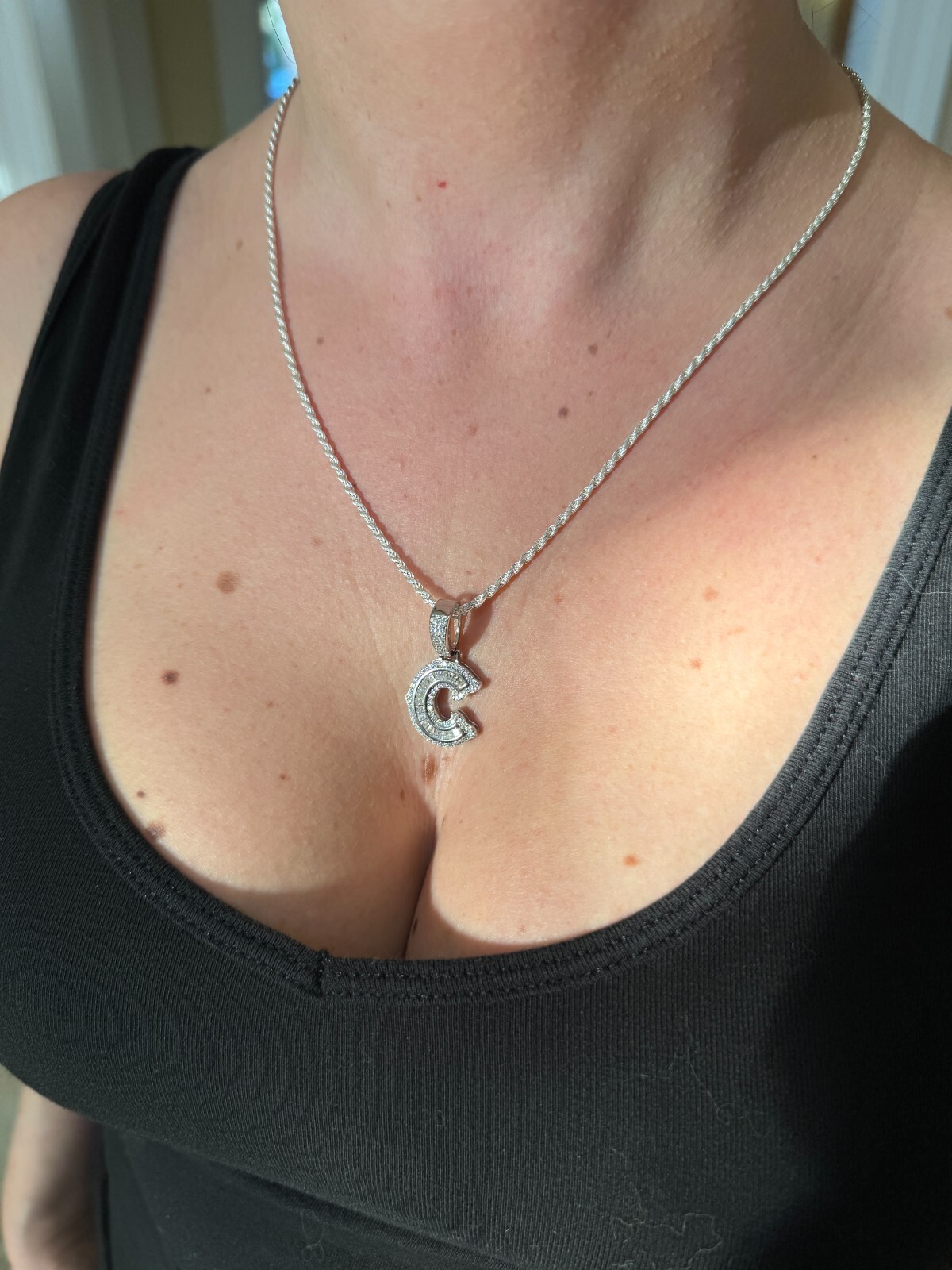 Moissanite Gothic Small Initial Letter 925 Silver / Gold Pendant Iced Necklace