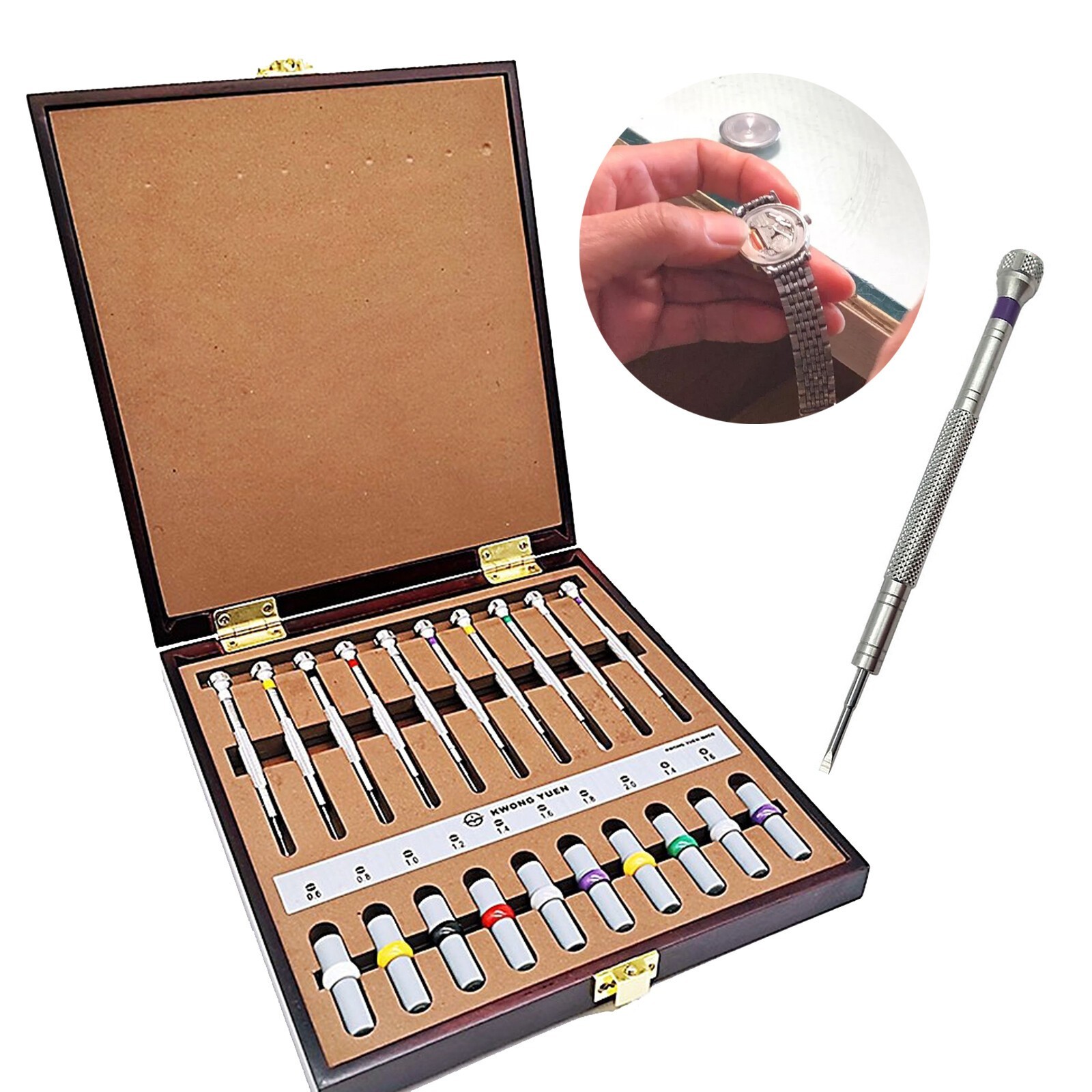 Set of 10PCS Screwdriver Kit 0.6mm-2.0mm with Weight Barrel for Watch Repair New