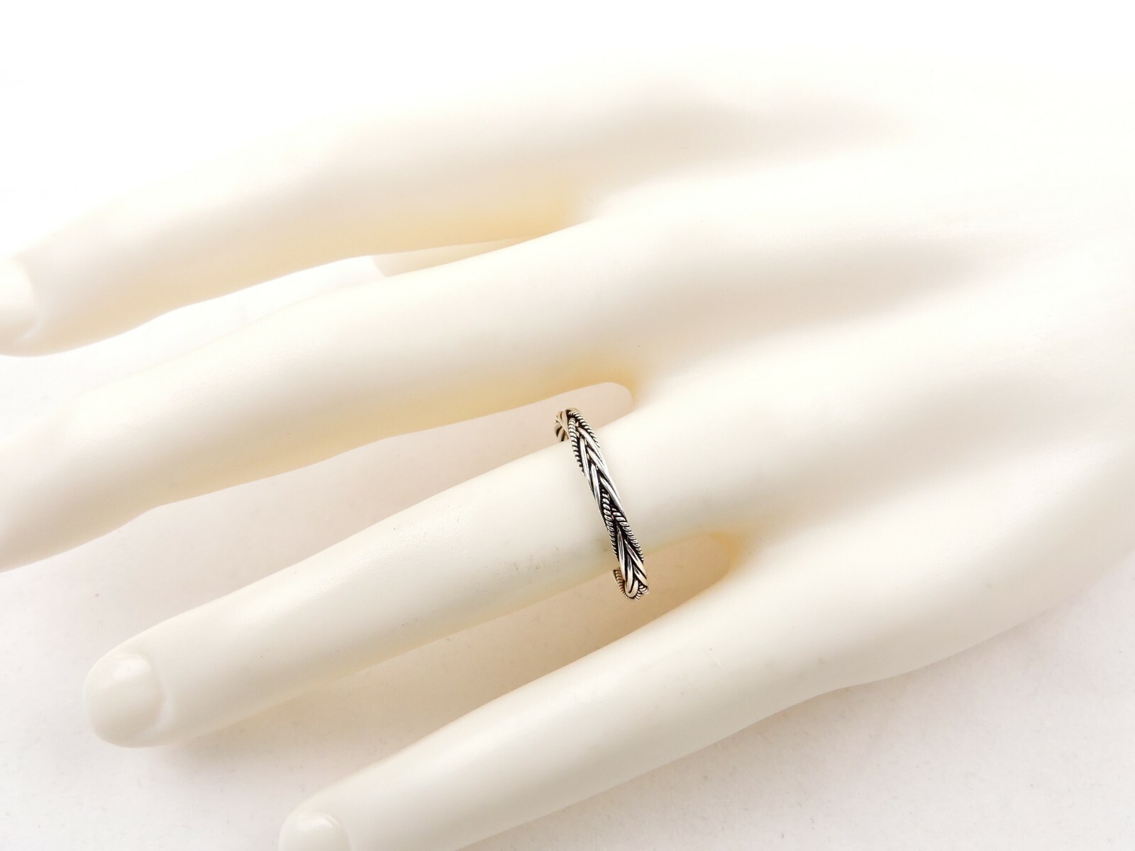 Sterling Silver Bali Textured And Smooth Weaved Band Ring 3 MM