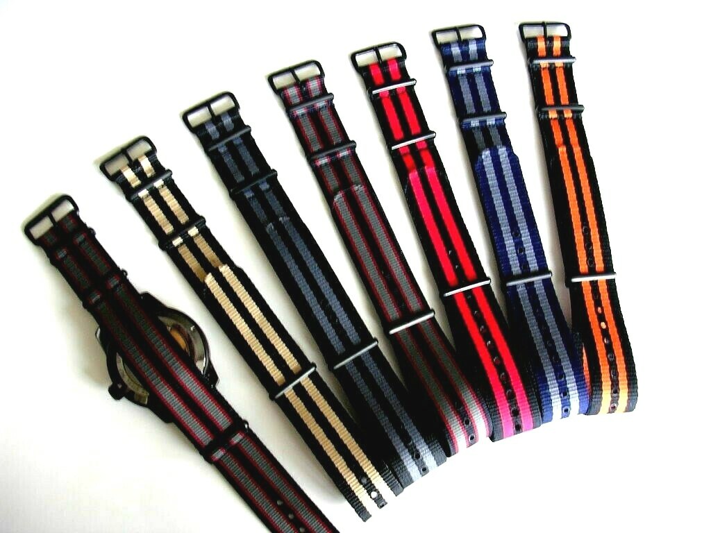 22mm Bond stripe NATO G10 ® PVD nylon Military watchband RAF strap IW SUISSE 20m