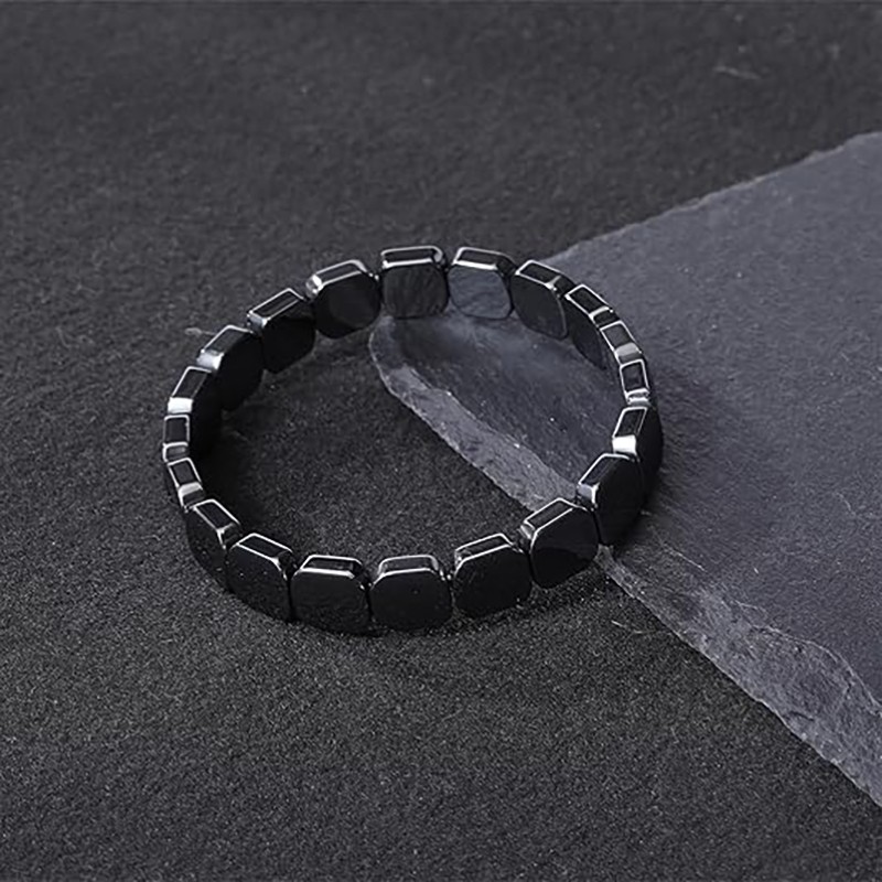 2× Natural Hematite Bracelet Reignites Masculine Energy Stretch Beaded Healing