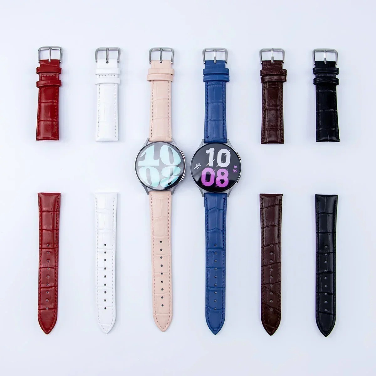 Leather Watch Band Strap 12mm-24mm Replacement Wristband Stainless Steel Buckle
