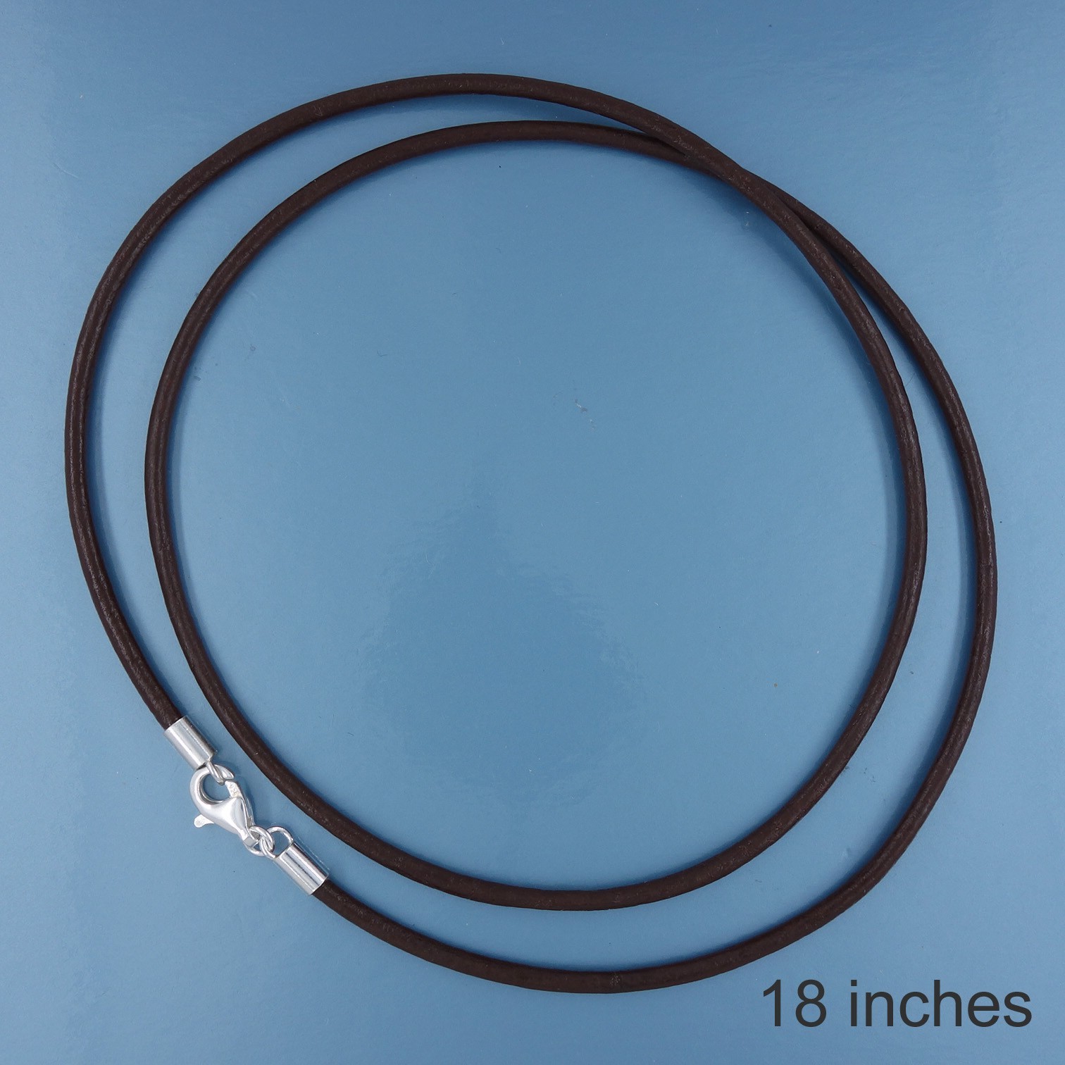 Solid Sterling Silver 2mm Genuine Leather Cord Necklace w/Lobster Clasp [12-40″]