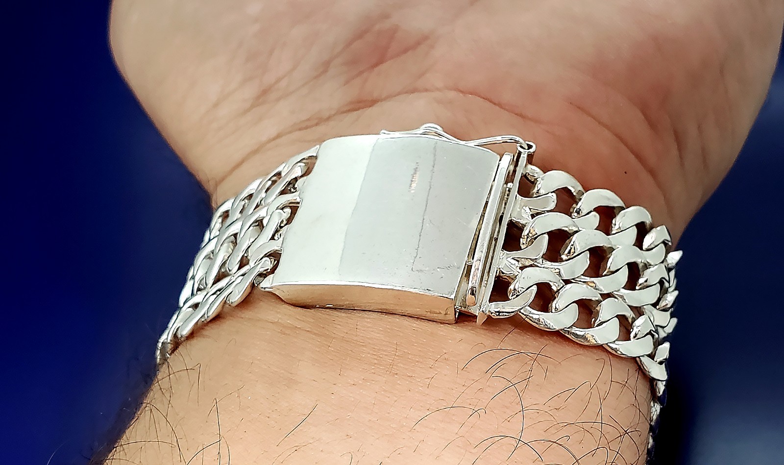 26 mm Solid Heavy Sterling Silver 3 Row Cuban Link ID Bracelet 8 Inches 65 Grams