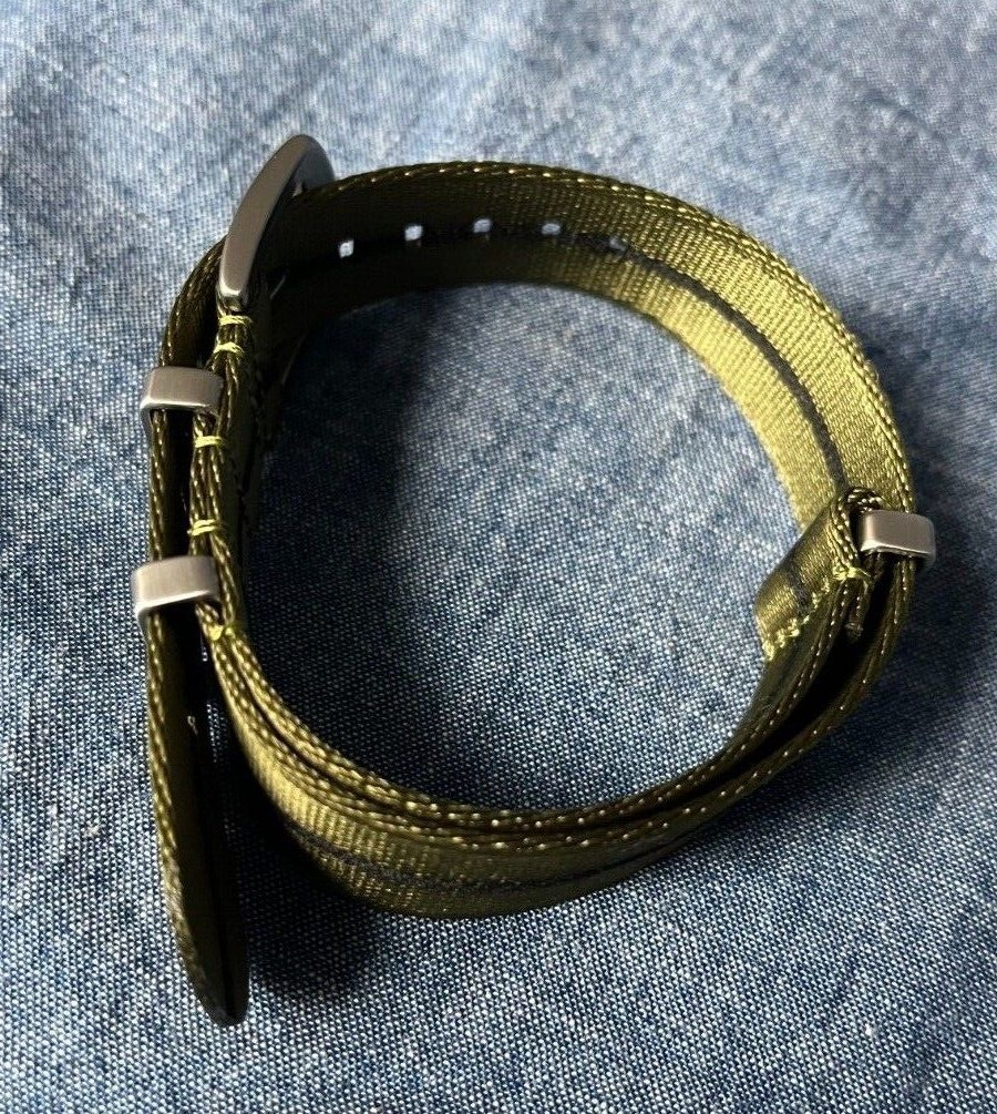 WISCASSET WATCH STRAPS Silky Sturdy Seatbelt One-Piece Military Watch Strap