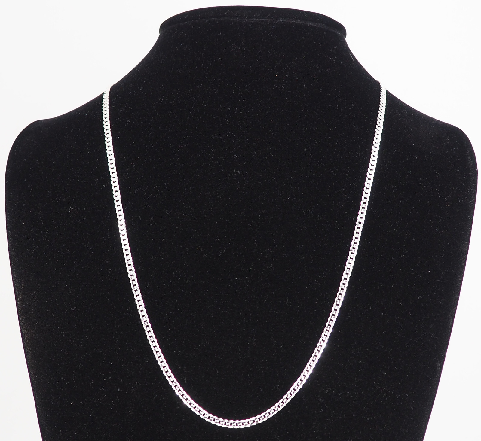 Solid 925 Sterling Silver Curb Chain Necklace 3mm, 24” Italy NEW