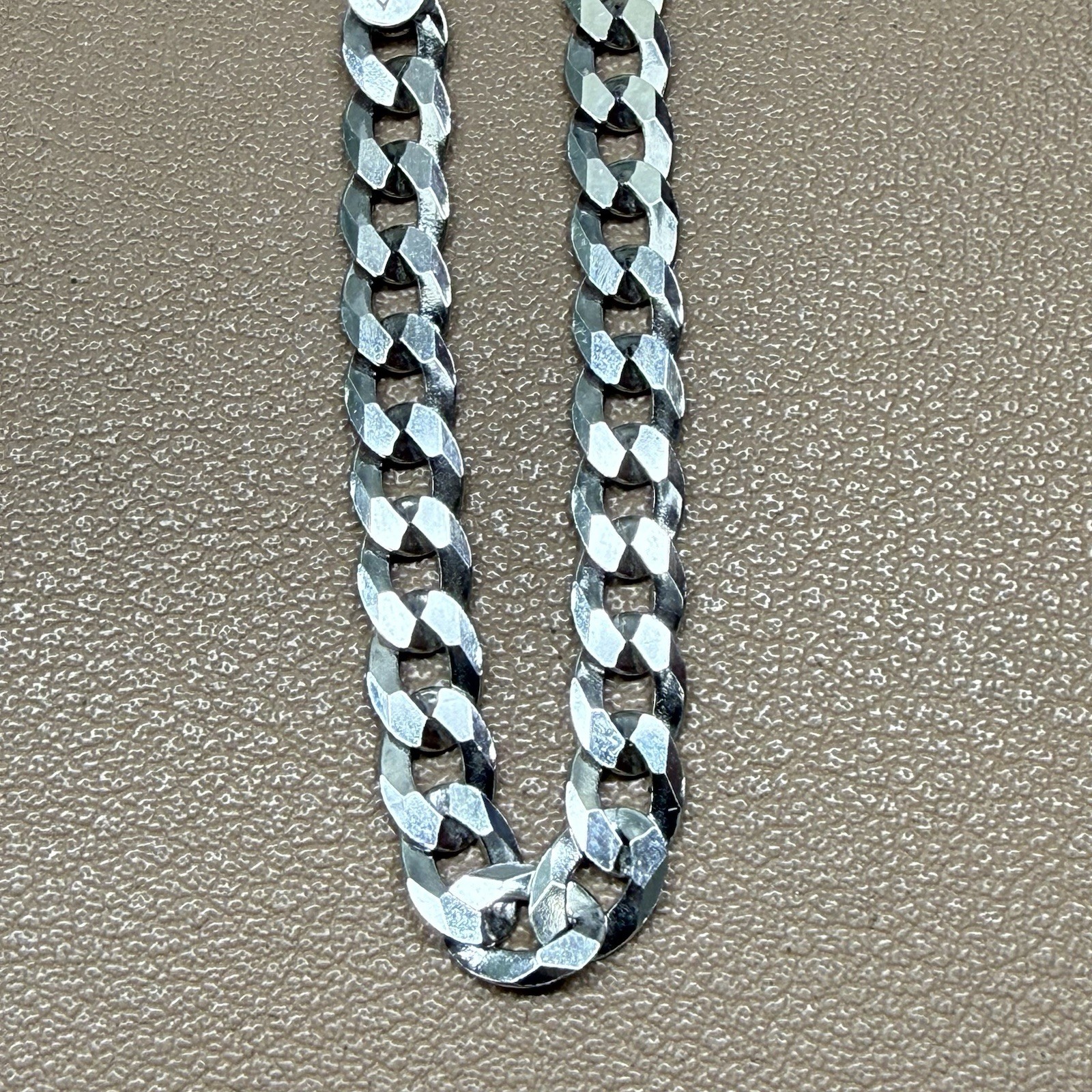 Flat CURB Diamond Cut LINK CHAIN BRACELET STERLING SILVER 925 ITALY 4.7mm 7.5”