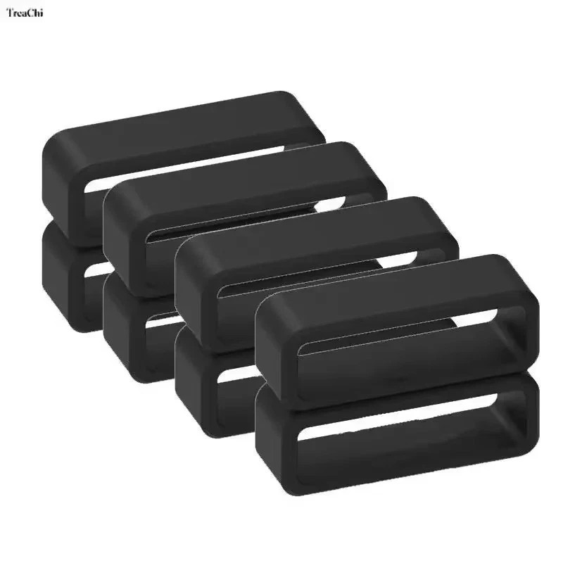 4PCS Silicone Watch Band Loop Holder Black Rubber Strap Ring 26mm