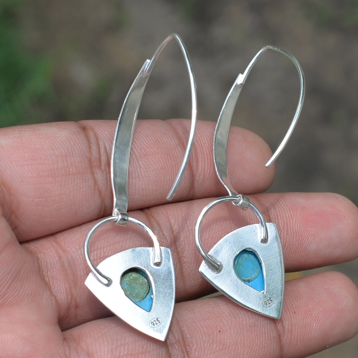 Sleeping Beauty Turquoise Gemstone Earring 925 Sterling Silver Handmade Jewelry