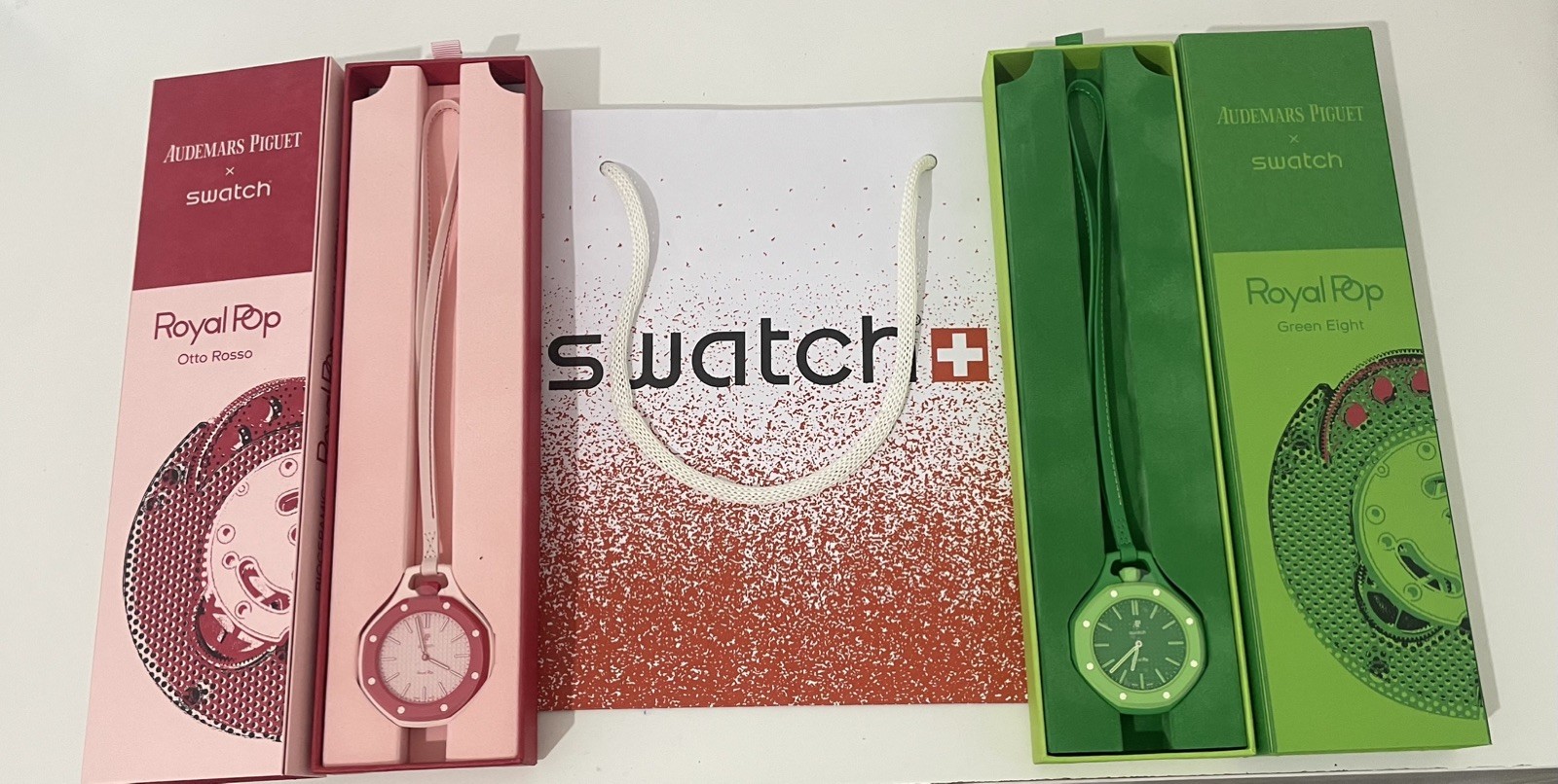 AP X SWATCH | OTTO ROSSO & GREEN OCHO | BRAND NEW SEALED | BAG BOX RECEIPT ✅🚚💨