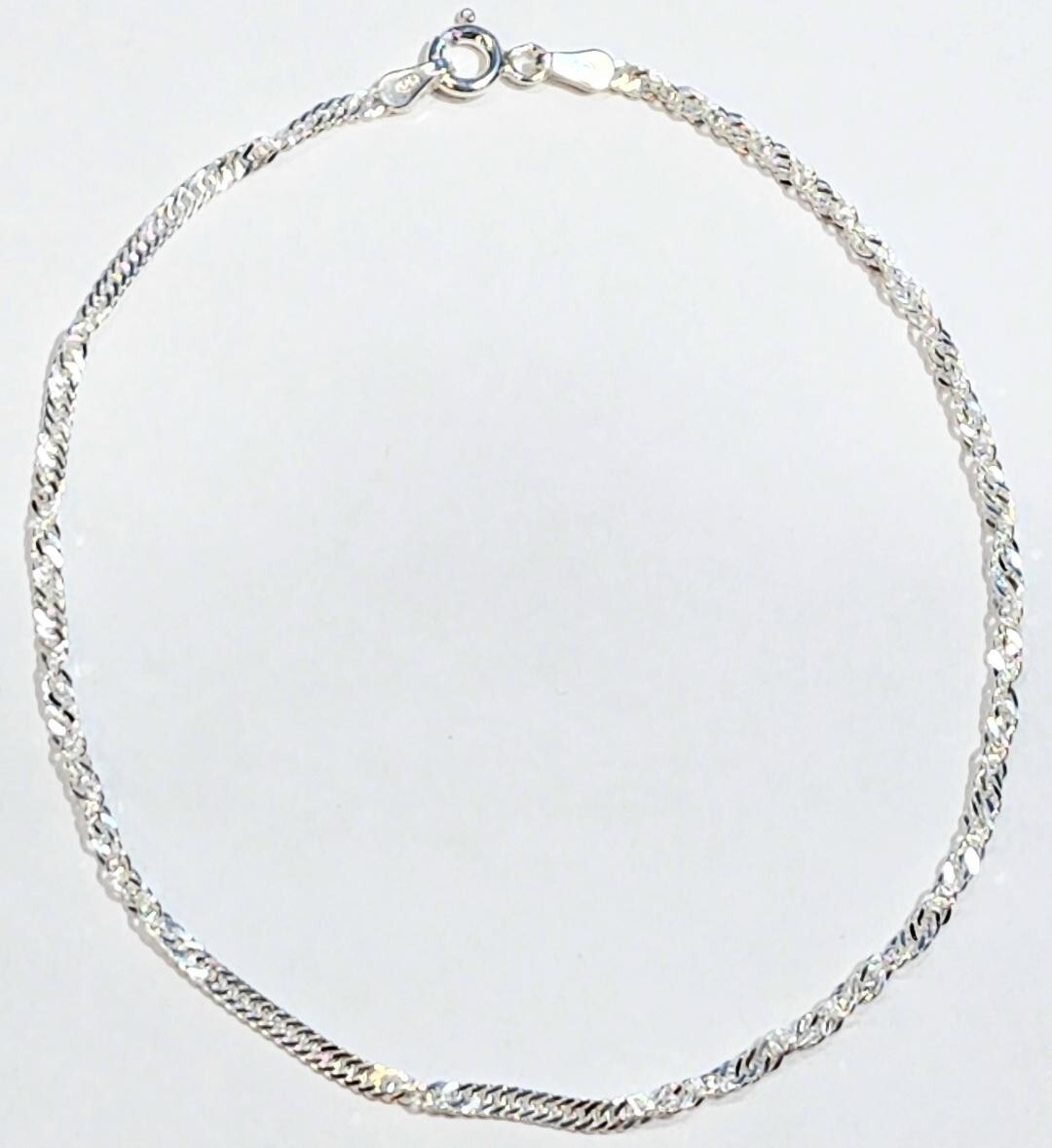 Singapore Ankle Bracelet 10 inch Long 925 Sterling Silver Anklet