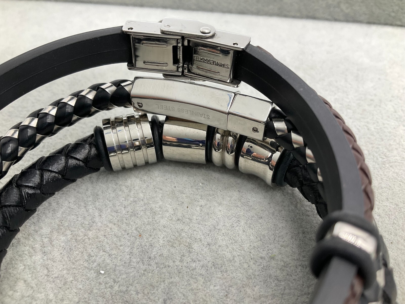 Michael Kors leather & stainless steel bracelet set in box *see description* N6