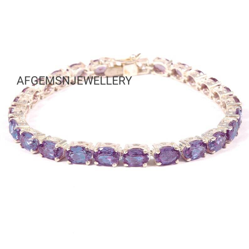 7x5mm oval cut Alexandrite Bracelet Tenniss Bracelet Colors Changing Bracelet