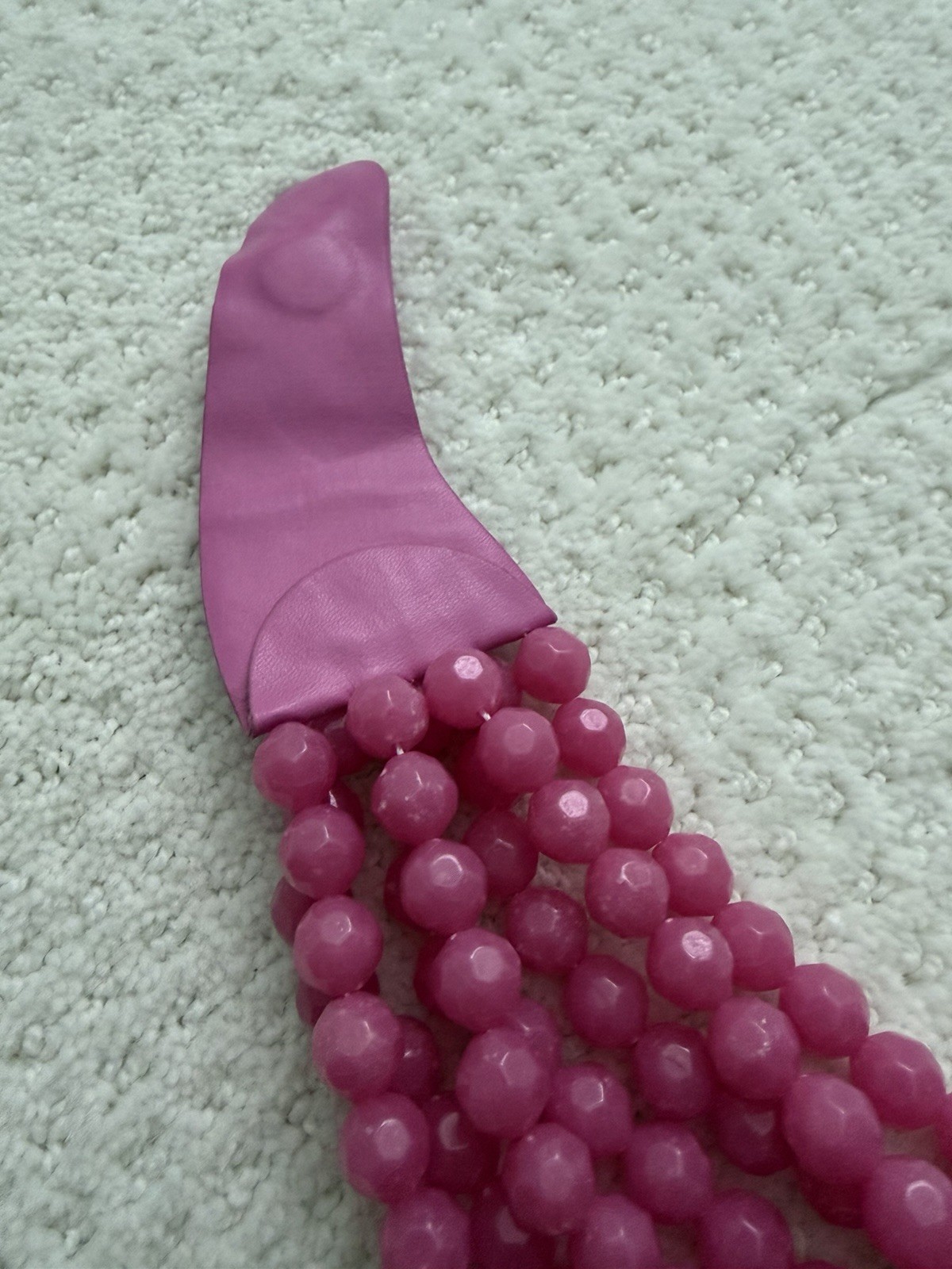 ERIN MCDERMOTT Multi-Strand Pink Beaded Statement Necklace Magnetic Close