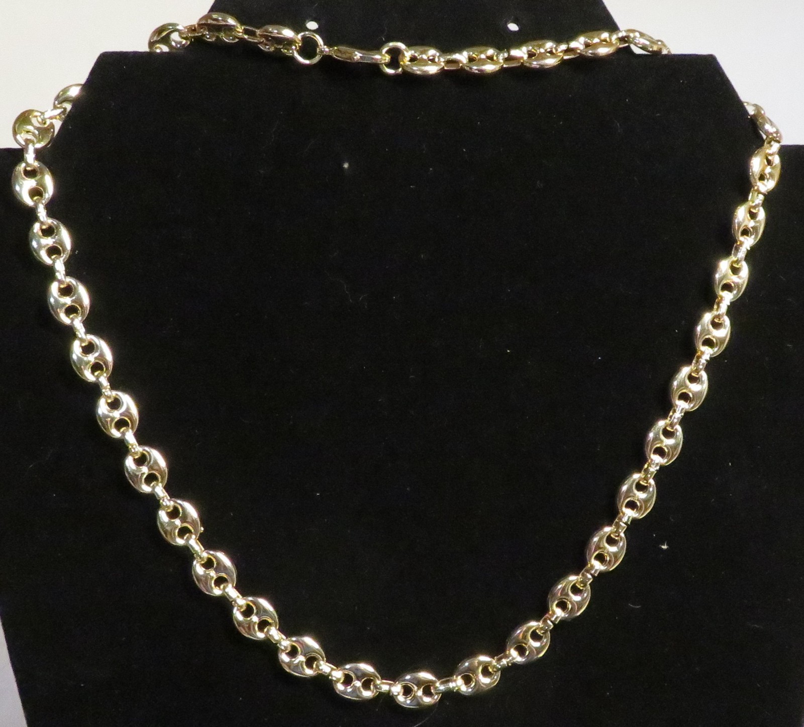 18” Gold Tone Puffy Mariner Link Chain Necklace Unbranded Fashion Nice Used GUC